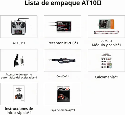 Vista 8 de Radiolink AT10II 12CH 2.4G Transmisor y receptor RC R12DS Gris