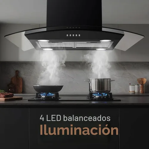 Vista 3 de JOEAONZ Campana extractora isleña negra de 30 pulgadas, 700 CFM, campana de ventilación de cocina de acero inoxidable con conductos/sin conductos