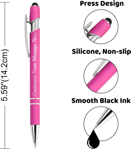 Vista 4 de Bolígrafos personalizados con lápiz capacitivo, bolígrafos grabados personalizados, impresos con tu logotipo o mensaje para Navidad, graduación