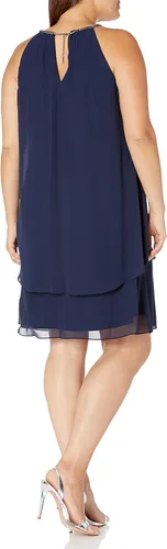 Vista 2 de S.L. Fashions Vestido de cuello halter con abertura frontal y talla grande para mujer