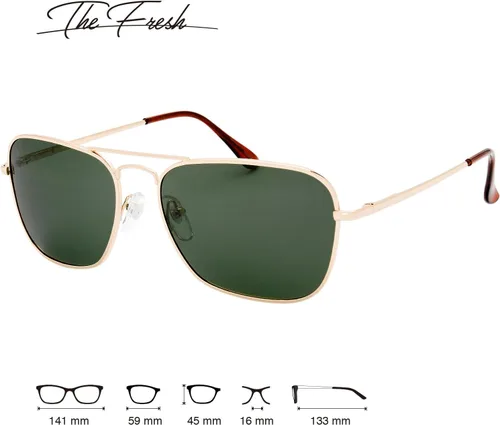 Vista 6 de The Fresh Gafas de sol polarizadas con marco de metal retro clásico, gafas de sol rectangulares