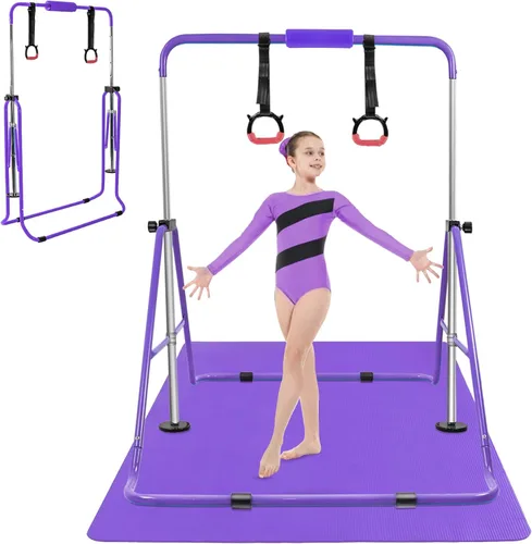 Vista 8 de YEEGO DIRECT Barra de gimnasia con anillos, barra de gimnasia plegable para niños de 3 a 12 años, expandible para entrenamiento en casa, regalos