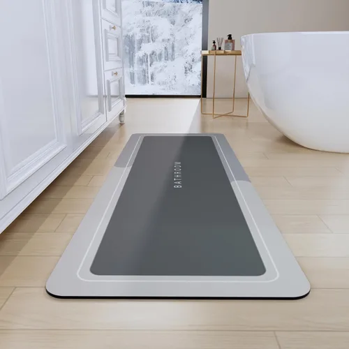 Vista 17 de Tapetes de baño antideslizantes de secado rápido, tapetes de baño de goma súper absorbentes para debajo de la puerta, tapetes de baño para baño, Azul