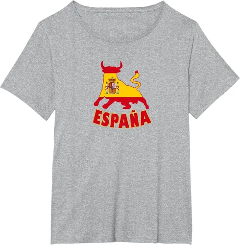 Vista 9 de Spain Espana with Bull and National Flag/Present T-Shirt Asphalt Grey