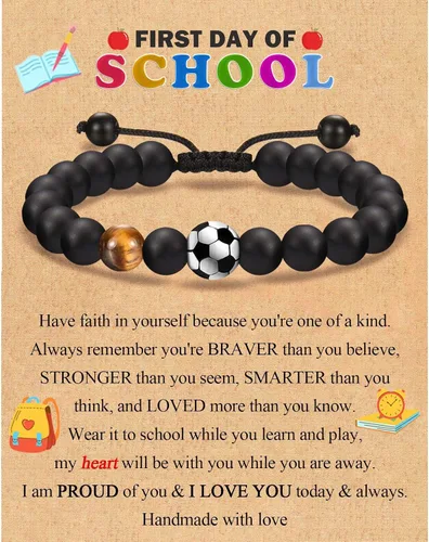 Vista 9 de EFVISD Pulsera de fútbol, baloncesto, béisbol, hockey para regalos para niños jugadores amantes de equipos, hijo, nieto, hermano, sobrino, amigo