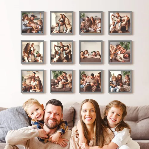 Vista 34 de Renditions Gallery Impresiones fotográficas personalizadas de 8 x 8 con marcos de fotos de madera real. Crea collage de fotos personalizado con Azul