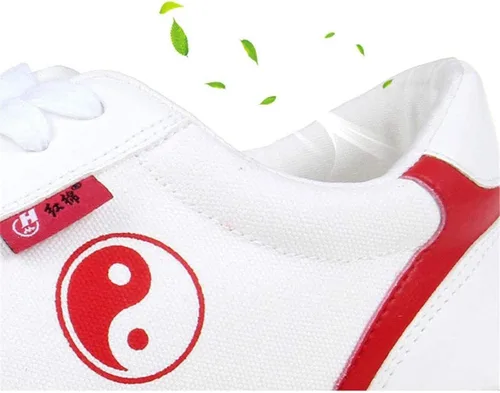 Vista 3 de Zapatos de Kung Fu para hombre y mujer, zapatos planos antideslizantes de Tai Chi, artes marciales, zapatos de lona suave, Kungfu Bottom Walking