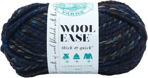 Vista 115 de Lion Brand Yarn - Ovillo de lana Wool-Ease Thick & Quick color fuerza aérea Super Bulky Wool Acrylic Blend Fiber for Soft Hats, Sweaters, Chunky