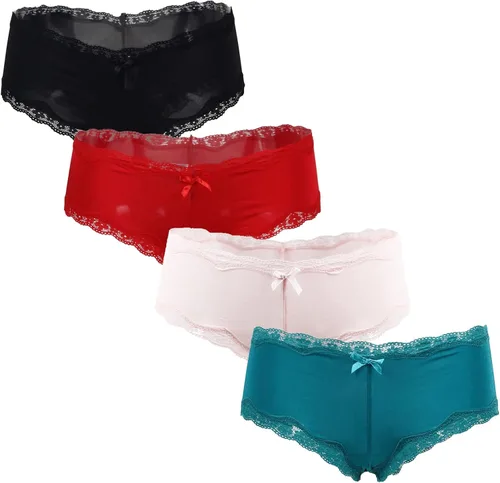 Vista 5 de ohyeah Ropa interior de encaje ultra suave, bragas hipster de malla atrevida para mujer, color negro, XS-4XL