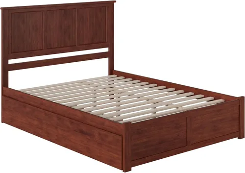 Vista 10 de AFI, Madison - Cama de plataforma Queen con pie de cama y cama nido Twin XL, nogal Nuez