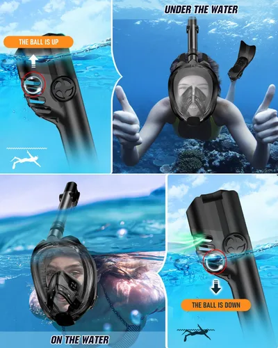 Vista 4 de WSTOO Mask Fins Snorkel Set,Snorkeling Gear for Adults,Full Face Snorkel Mask & Adjustable Swim Fins,Dry Top System Anti-Fog Anti-Leak