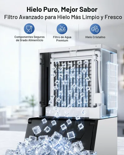 Vista 5 de Máquina de hielo comercial, 760 libras/24 horas con contenedor de Gris
