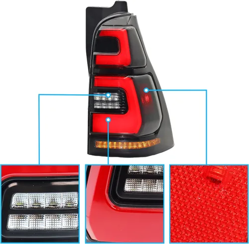 Vista 3 de Kit de luces traseras LED Gobison adecuado para Toyota 4Runner 2003-2009 Carcasa negra Efecto luz fluyendo Fácil instalación