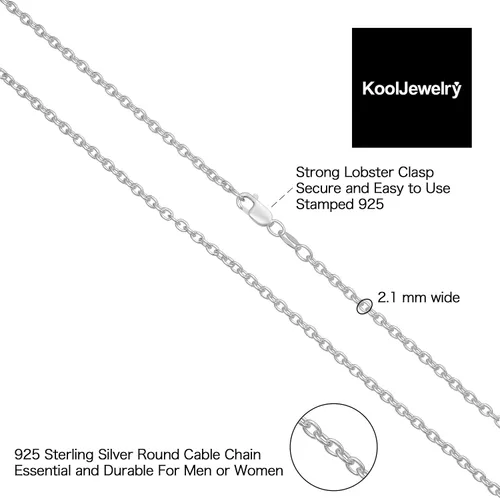 Vista 12 de Kooljewelry Collar de plata de ley u oro amarillo sobre plata de ley para mujer (0.047 in, 0.063 in o 0.083 in)