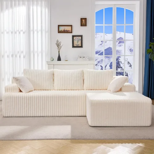 Vista 87 de Hobestluk - Sofá modular sin hueso, sofá seccional en forma de L 96" Right Facing Chaise Black,Memory Foam,Removable Cover,Non-slip Bottom,No