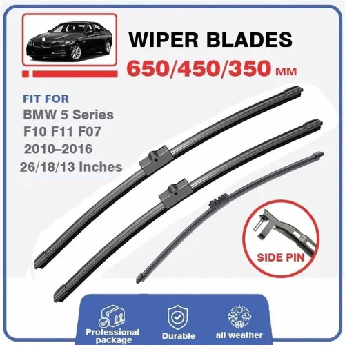 Vista 2 de Compatible con BMW Serie 5 F10 F11 F07 GT 2010 – 2016 520d 535i - Escobillas del limpiaparabrisas delantero y trasero del automóvil, accesorios
