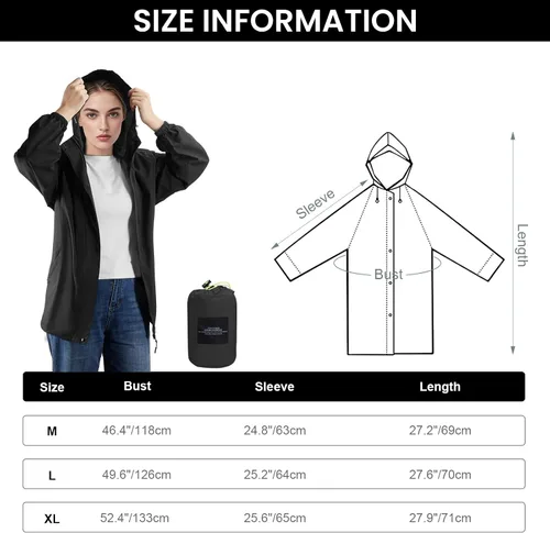 Vista 6 de LAMA Chaqueta impermeable ligera para mujer, rompevientos con capucha, protección solar, impermeable plegable con bolsillo