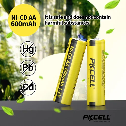 Vista 5 de PKCELL - Paquete de 4 pilas recargables AA 1.2V 600mAh NICD para luces solares