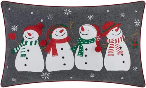 Vista 10 de JWH Funda de almohada decorativa de gnomo, almohada de Navidad, decoración de vacaciones de invierno, funda de almohada gris, cojín bordado