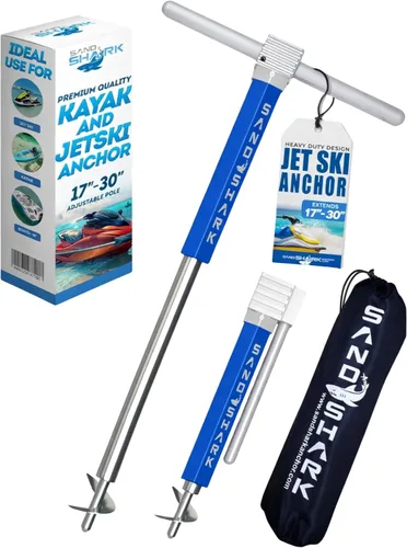 Vista 10 de Ancla SandShark - Ancla de tornillo premium para barco, ancla para barco de pontón, poste de ancla para agua poco profunda de acero inoxidable