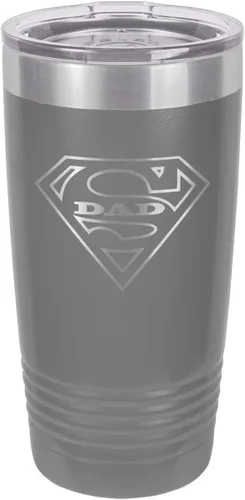 Vista 13 de SUPER DAD-B BLACK Vaso de bebida de 20 onzas con pajita Taza de viaje grabada con láser Comparar con Yeti Rambler Idea de regalo para papá