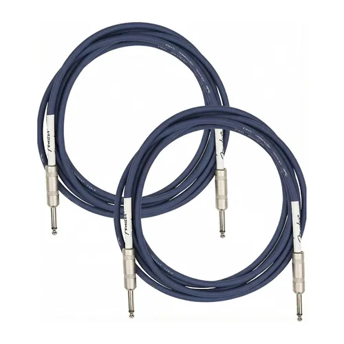 Vista 5 de Fender Cable de instrumentos de lujo de 10 pies, ángulo recto, tweed negro, paquete de 2