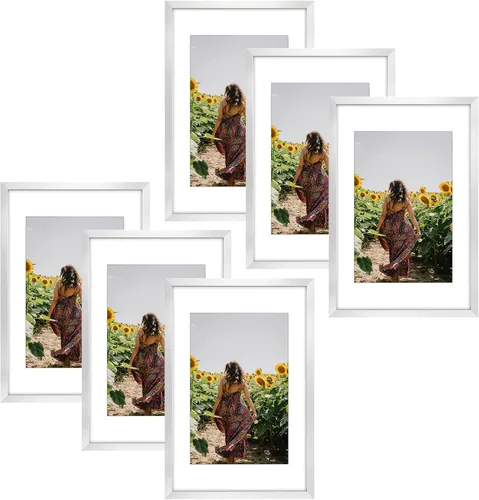 Vista 26 de Frametory, Marco de fotos de 11 x 14 pulgadas con paspartú para fotos de 8 x 10 pulgadas, moldeado ancho de vidrio de alta definición, accesorios