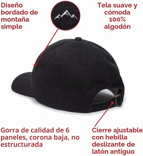 Vista 6 de Outdoor Cap Mountain Embroidered Dad Hat Adjustable Soft Cotton Polo Style Unstructured Baseball Cap for Men & Women Negro