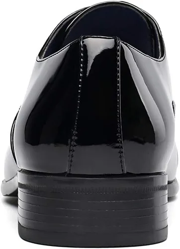 Vista 4 de DECARSDZ Mens Faux Patent Leather Classic Lace-up Formal Oxford Tuxedo Dress Shoes Men Wedding Shoe