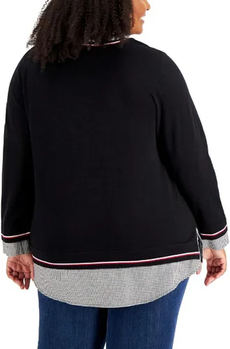 Vista 2 de Tommy Hilfiger Suéter con cuello en V y aspecto en capas para mujer