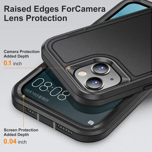 Vista 5 de IDweel Funda para iPhone 15 con soporte, protección resistente a los golpes, antiarañazos, delgada, ligera, protectora resistente, funda rígida