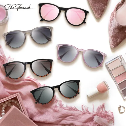 Vista 5 de The Fresh Gafas de sol polarizadas estilo redondo clásico con punta puntiaguda vintage de moda FR16124P