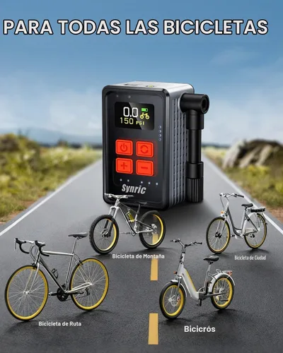 Vista 8 de Mini bomba de neumáticos para bicicleta, bomba de bicicleta de inflado rápido de 150 PSI con manómetro, parada automática, bomba de aire eléctrica