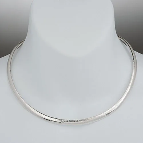 Vista 2 de Cadena de plata de ley Omega 0.236in sólido 925 Italia nuevo collar