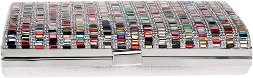 Vista 3 de Santimon Bolso de mano de noche para mujer cadena de vestir bolsa de cristal con cuentas de boda