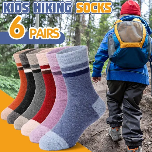 Vista 39 de ANTSANG Calcetines de Lana, Calcetines Térmicos Cálidos y Gruesos Tipo Crew Boot para Niños Pequeños, Niños y Niñas, 6 Pares