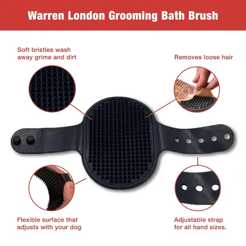 Vista 6 de Warren London Cepillo de baño y novio 2 en 1 para perros y gatos - Depurador y aplicador de silicona negra para champú, mantequilla hidratante