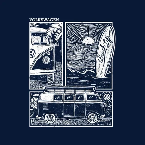 Vista 2 de Volkswagen Beach Life Camper Doodle - Camiseta para hombre