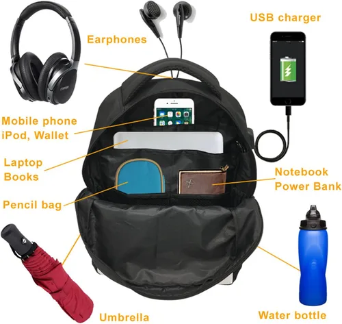 Vista 5 de Gengx Mochila escolar Messi para niños mochila de viaje con puerto de carga USB Estilo-4 talla única