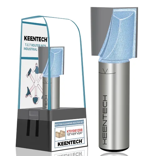 Vista 8 de KEENTECH Brocas de enrutador, 1/2" Shank, Fresa de limpieza inferior del enrutador, Broca de superficie con punta de carburo, Broca de spoilboard