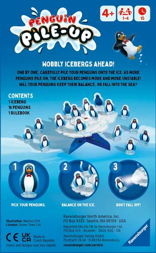 Vista 3 de Ravensburger Juego de viaje Penguin Pile Up, para niños