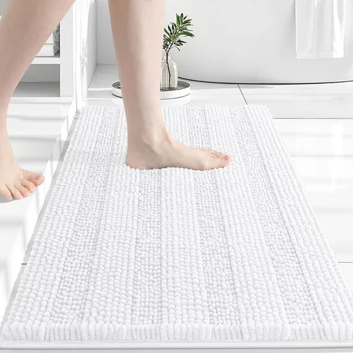 Vista 165 de Grandaily Alfombras de baño de felpilla a rayas de 24 x 16 pulgadas, extra gruesas y suaves, absorbentes, parte trasera de goma, alfombra de ducha