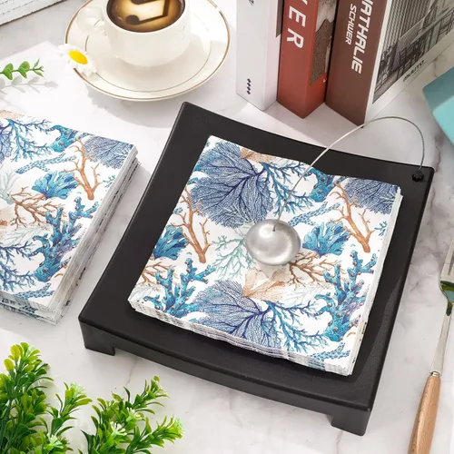 Vista 3 de AnyDesign Paquete de 80 servilletas de almuerzo de verano, estampado de coral océano, servilletas de papel desechables, servilletas de papel