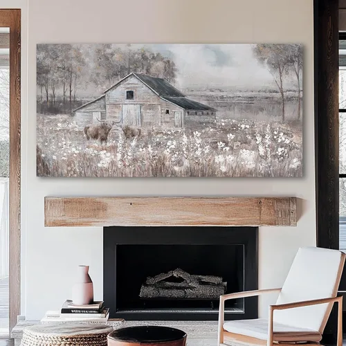 Vista 7 de SDYA Lienzo decorativo de paisaje para pared, impresiones fotográficas de animales, blanco y marrón, decoración para colgar en la pared, 24 x 48