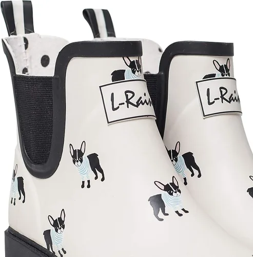 Vista 5 de L-Rain LR - Botas de lluvia cortas para mujer impermeables antideslizantes botines Chelsea