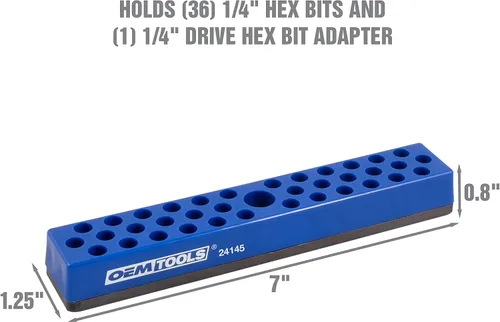 Vista 2 de OEMTOOLS 24145 - Soporte magnético para brocas hexagonales, 36 piezas, organizadores de brocas hexagonales, soportes magnéticos para superficies