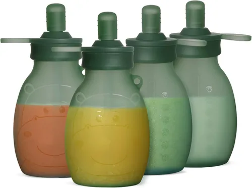 Vista 12 de haakaa Hippo - Bolsa Goody de silicona de apertura ancha – Bolsas reutilizables de 9 oz/260 ml para niños pequeños, bolsas reutilizables para Gris