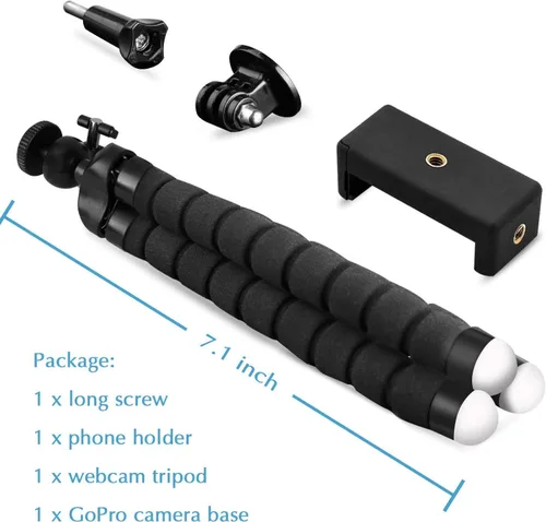 Vista 4 de Soporte flexible para cámara web y trípode para teléfono celular con soporte para cámara web Logitech y Nexigo, cámara GoPro y más.