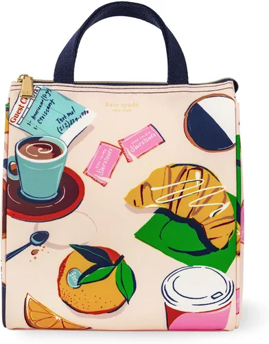 Vista 28 de Kate Spade New York Bolsa de Almuerzo Portátil Suave Refrigeradora, Bolso Térmico con Forro Interior Aislante Plateado y Bolsillo de Almacenamiento