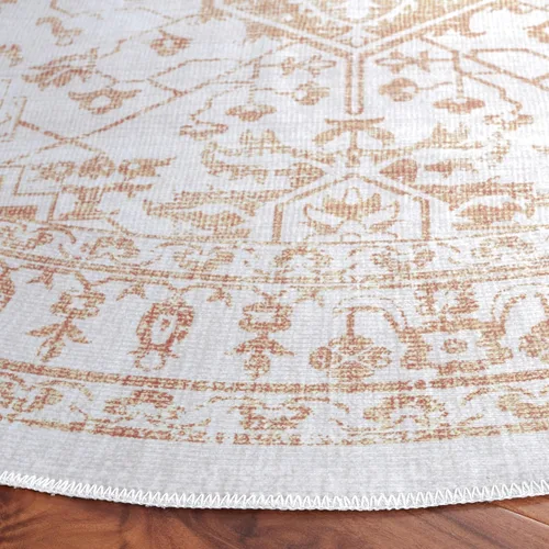 Vista 6 de SAFAVIEH Alfombra lavable Arizona Collection – 5 x 8 pies, ovalada, beige y dorado, antideslizante y fácil de limpiar, ideal para sala de estar